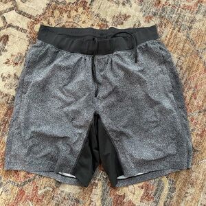lululemon athletica Black and Gray Two-Layer Athletic Shorts